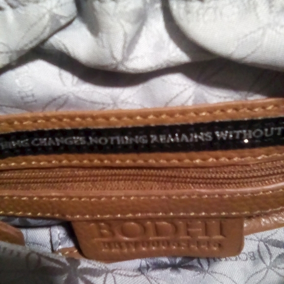 Bodhi Cognac Brown Pebble Leather Cinch Draw String Magnetic Closure Hobo Bag - Picture 6 of 8